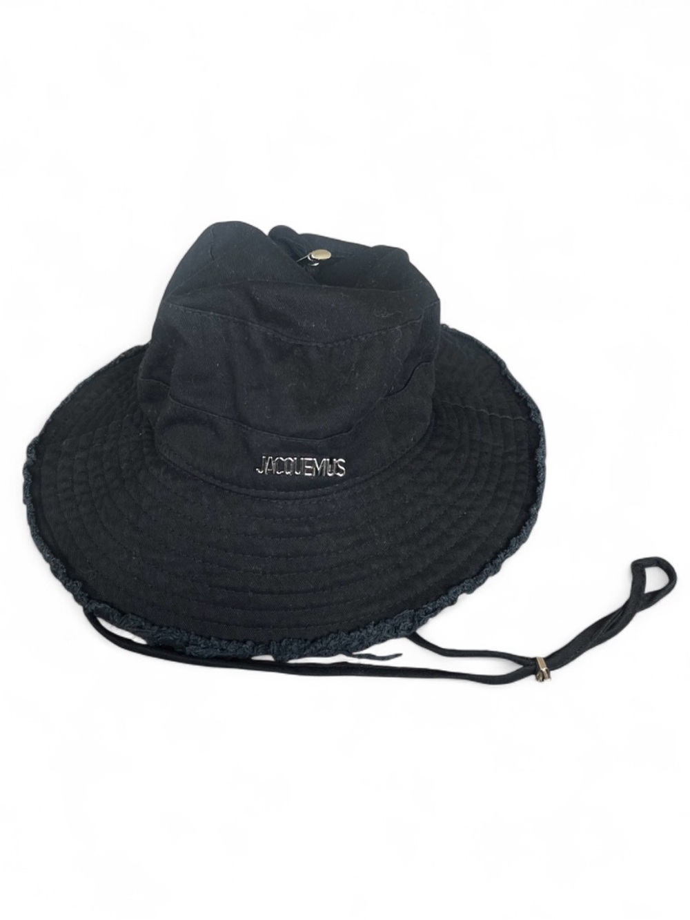 Jacquemus Black Bucket Hat w/ Logo Emblem